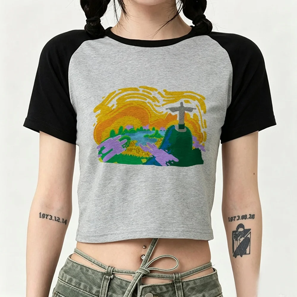 Brazil cropped top teen jojifuku scene  clearance sales grunge shirt grunge goth cutecore
