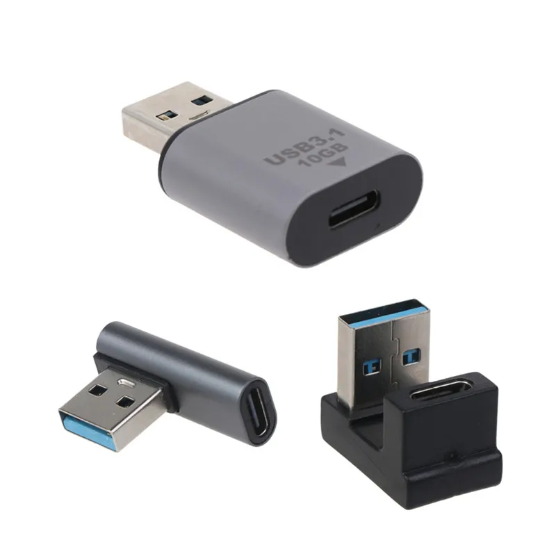 90/180 Degree USB C to USB A Adapter USB A Male to USB Type C Female Conenctor 10Gbps USB 3.0 Adapter for Laptop Data Transfer