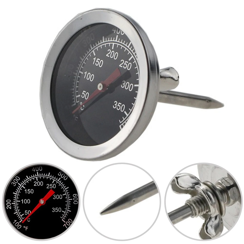 52MM Stainless Steel BBQ Thermometer with Dual Scale Display 50 to 350 Celsius and 100 to 700 Fahrenheit for Grills