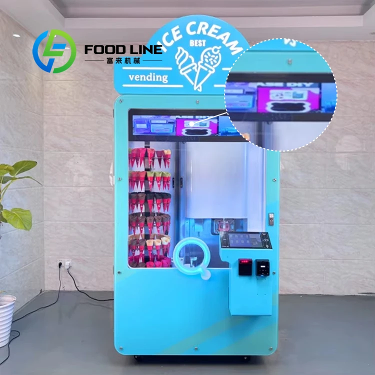 Nueva Máquina Expendedora de Helados de Alta Tecnología que Funciona con Monedas, Disponible las 24 Horas, con Sistema de Pago con Tarjeta de Crédito, Máquina Expendedora de Conos de Helado