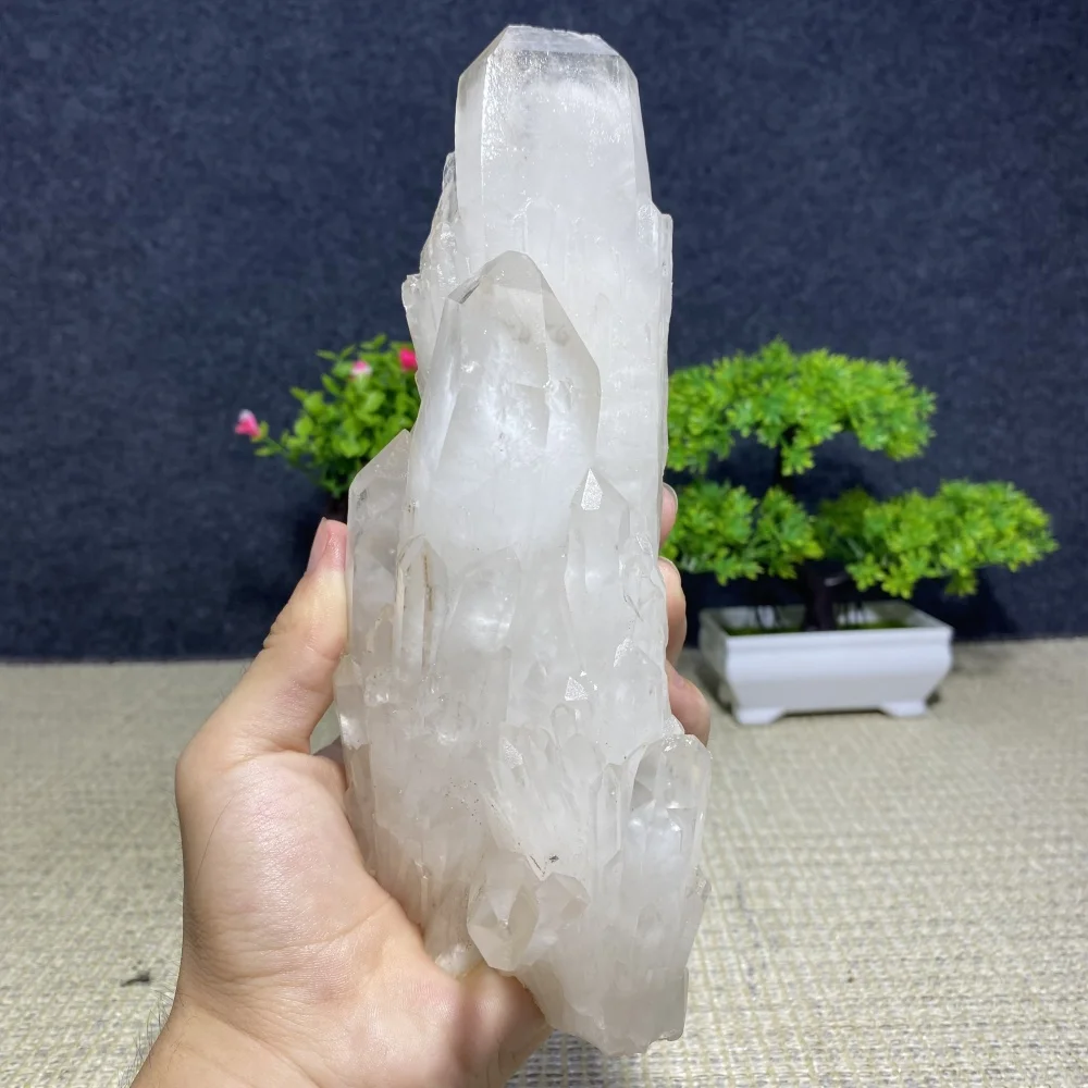 

865 г натуральный прозрачный кристалл ананаса, белый кварц, образец точки-домашний декор, целебные подарочные камни