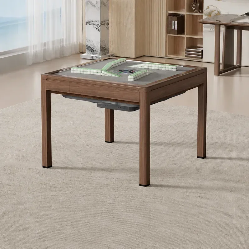 Automatic Silent Mahjong Table Foldable Dual Purpose for Dining and Card Games Household Electric Mahjong Machine with Roller