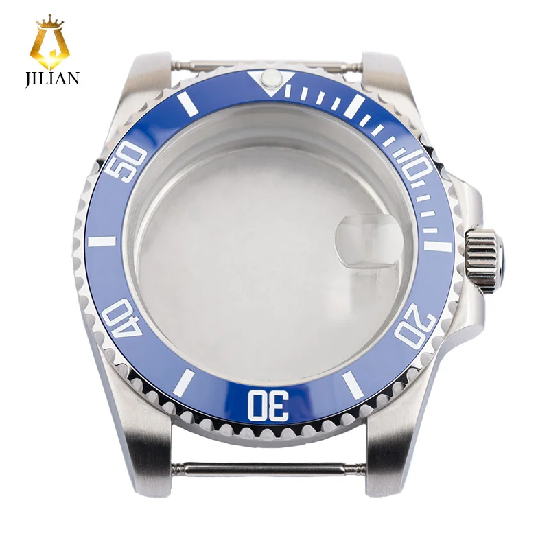 

40MM Stainless Steel Blue Ceramic Bezel Watch Case For NH35 NH36 NH70 NH71 ETA2893 Movement, Women’s Men’s Sapphire Glass Case