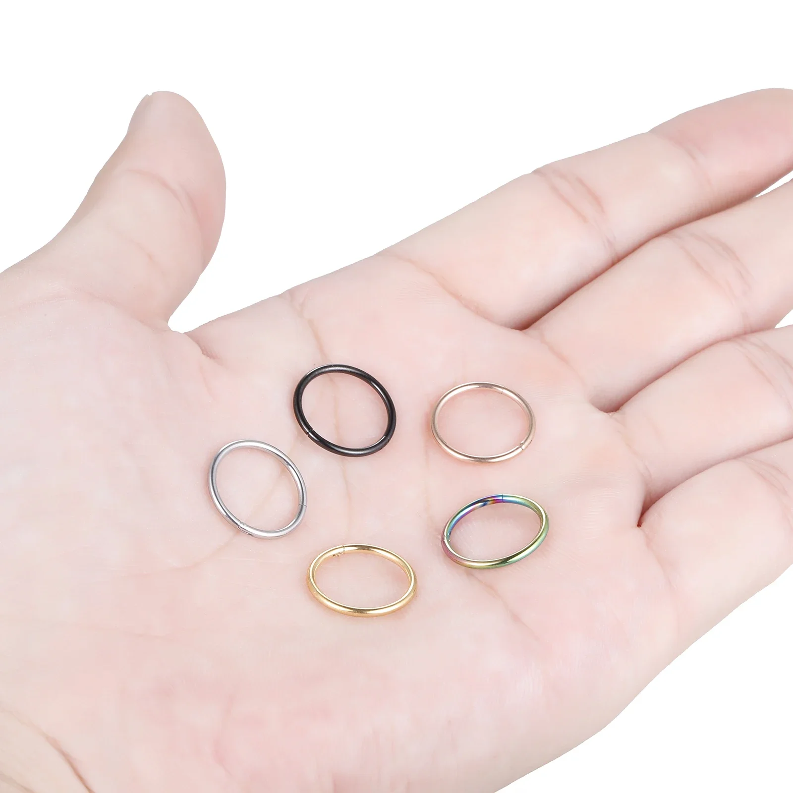 1/5Pc 316L Stainless Steel Twist Hinged Septum Nose Rings Hoop for Women Men, Septum Clicker Cartilage Tragus Helix Ear Piercing