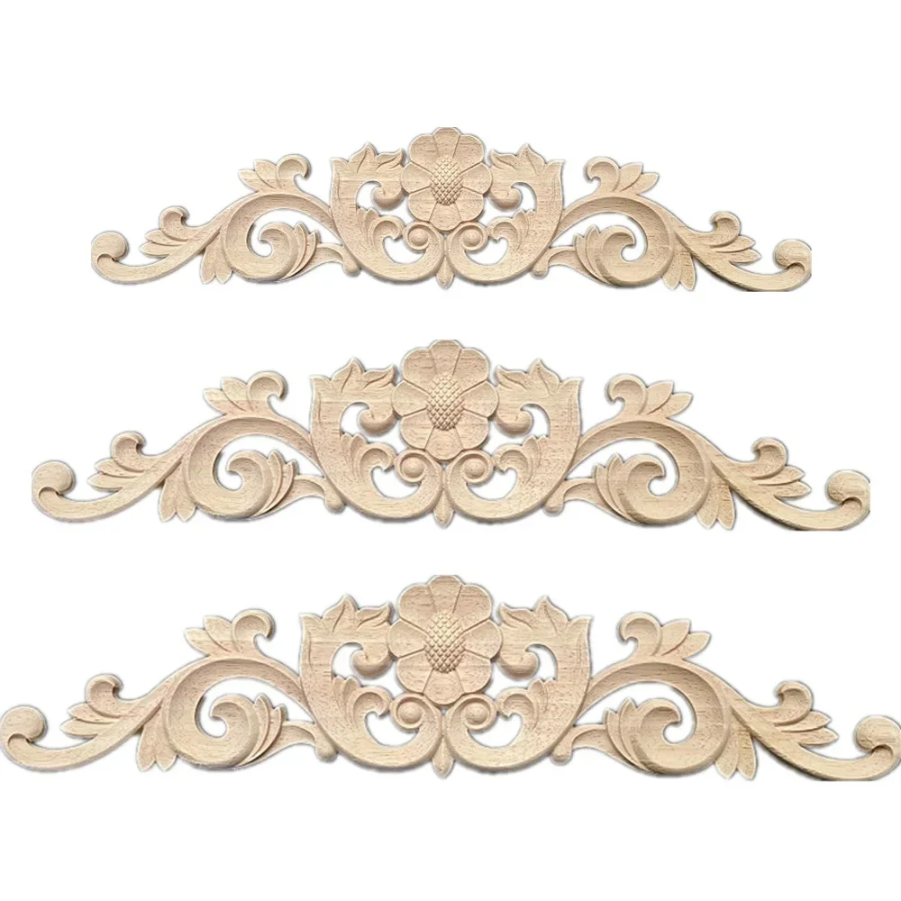 Unpainted Wood Carved Decal Corner Applique Frame for Home Furniture Wall Cabinet Door Crafts Home Decoration Accessories