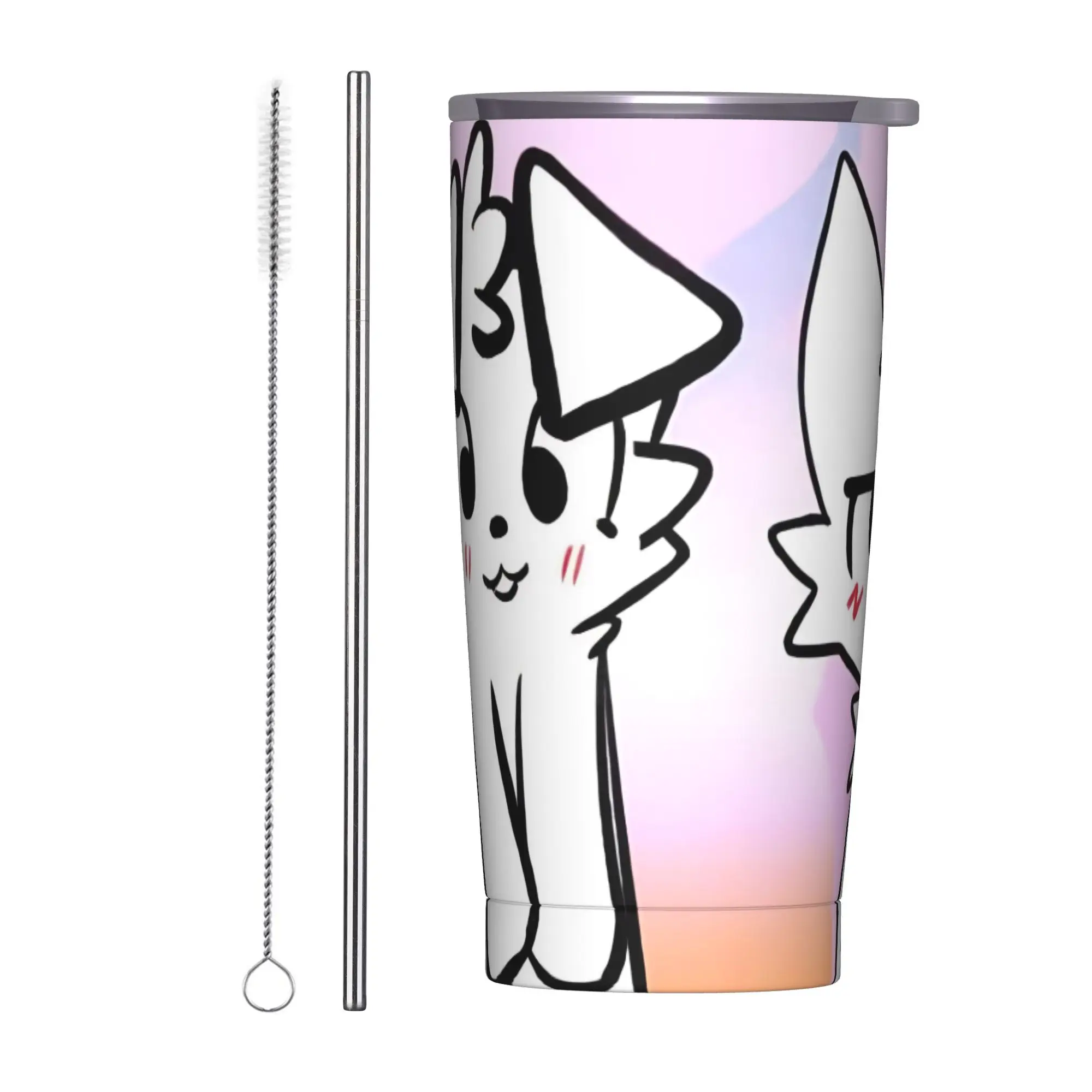 Boykissers Silly Cat Tumbler Vacuum Insulated Cute Furry Coffee Cups Vacuum Flask School Mug Water Bottle, 20oz