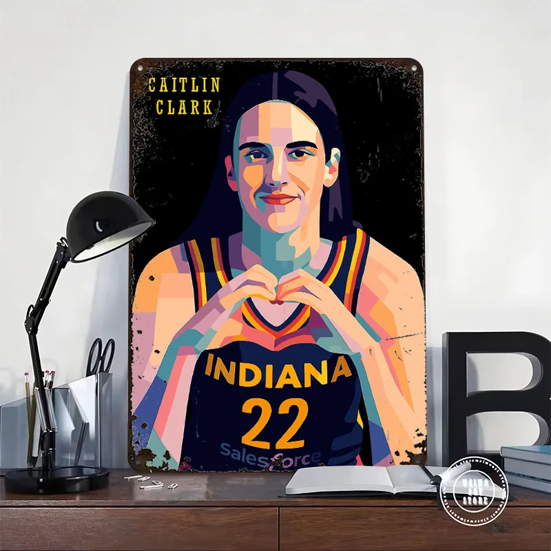 Caitlin Clark Indiana Fever Art Metal Poster Customized Wall Art Retro Vintage Metal Signs for Man Cave Gaming Room Decoration