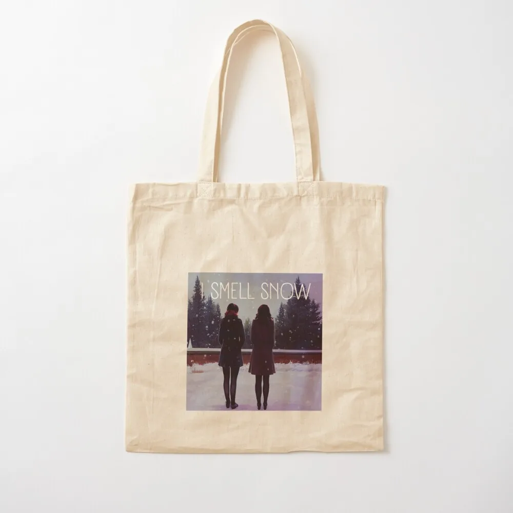 I Smell Snow - The Girls Watching the Snow at Winter - Christmas Tote Bag tote bag woman cute pouch bag