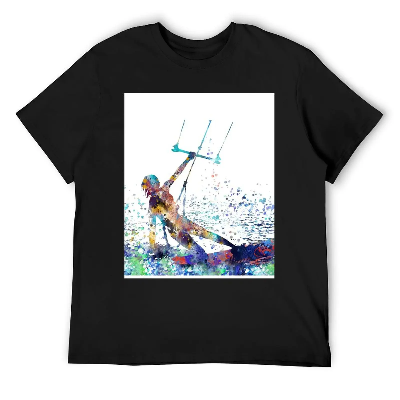 Kitesurfing, watercolor kiteboarding, kiteboarding T-Shirt custom shirt man t shirt summer clothes men t shirts high quality