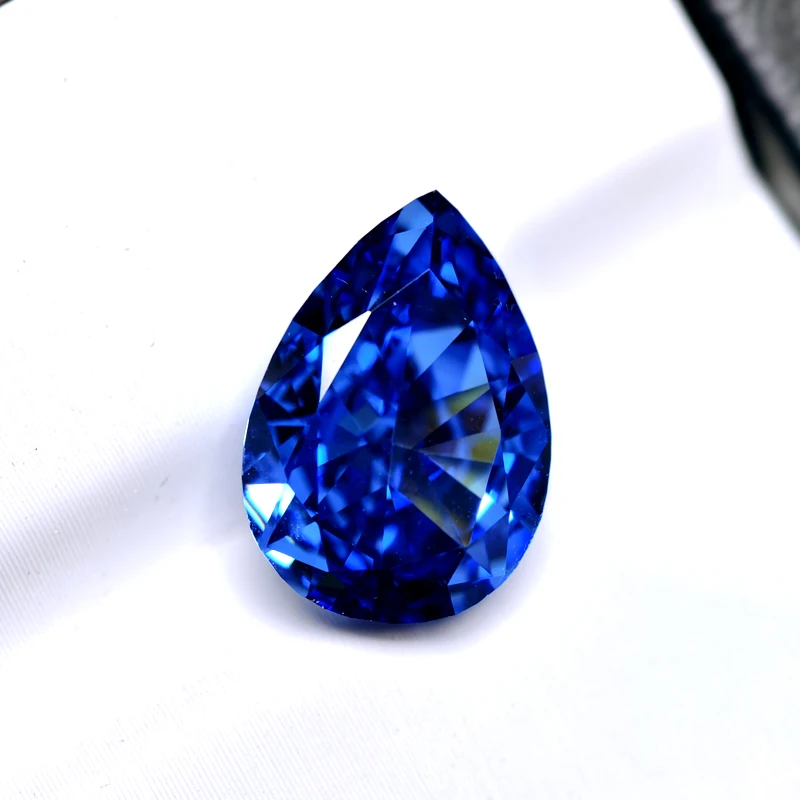 Deep sapphire high carbon diamond Redion ice flower cut cultivation sapphire naked stone ring ring face naked diamond water drop