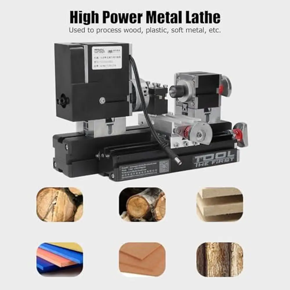 High Power 60W 12V DC Micro Lathe Machine Kit with Drill Chuck High Accuracy Mini Metal Lathe Wood Plastic Soft Metal Aluminum