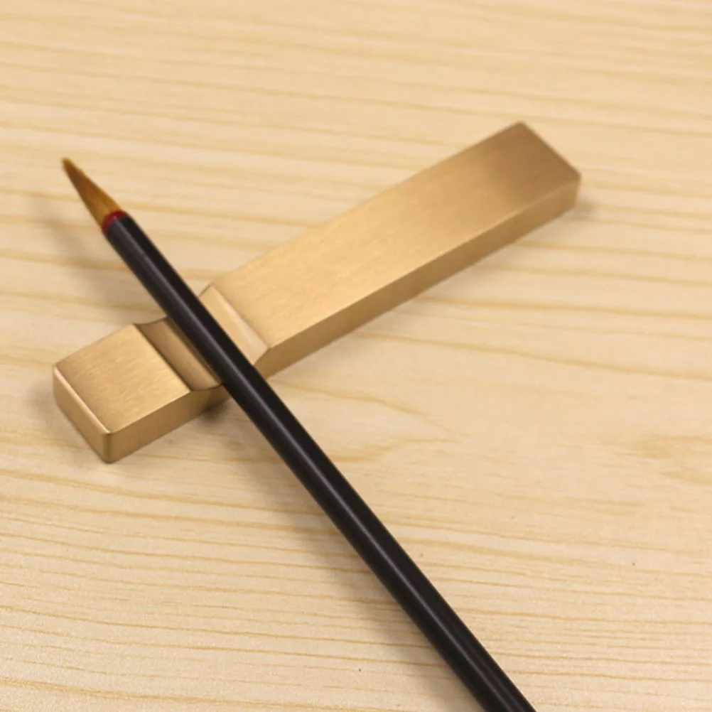 

1Pcs Calligraphy Pen Holder Brass Made Brush Rest Smooth Base Pen Rack for Art Drawing Writing Office Organization Use