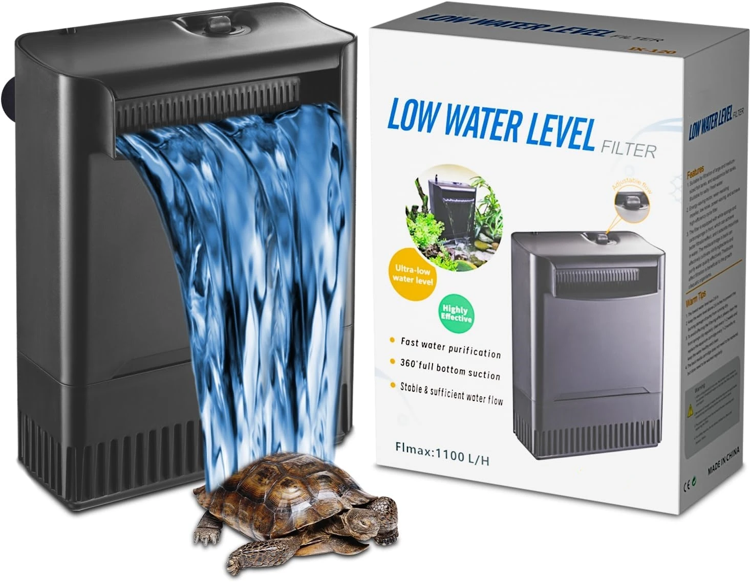 

Waterfall Bio-Filtration Low Water Level for Freshwater Saltwater Fish Tank Reptile Shrimp Frog Turtle Aquarium Filter