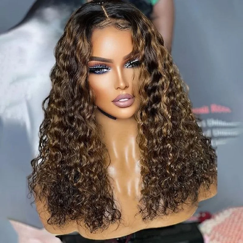 

26-дюймовый синтетический парик с кружевной передней частью 13*4*1, 180% плотность, без клея, длинный, синий блонд, кудрявый, с эффектом «кудряшек», с детской прядью, предварительно прорезанный, для повседневного использования