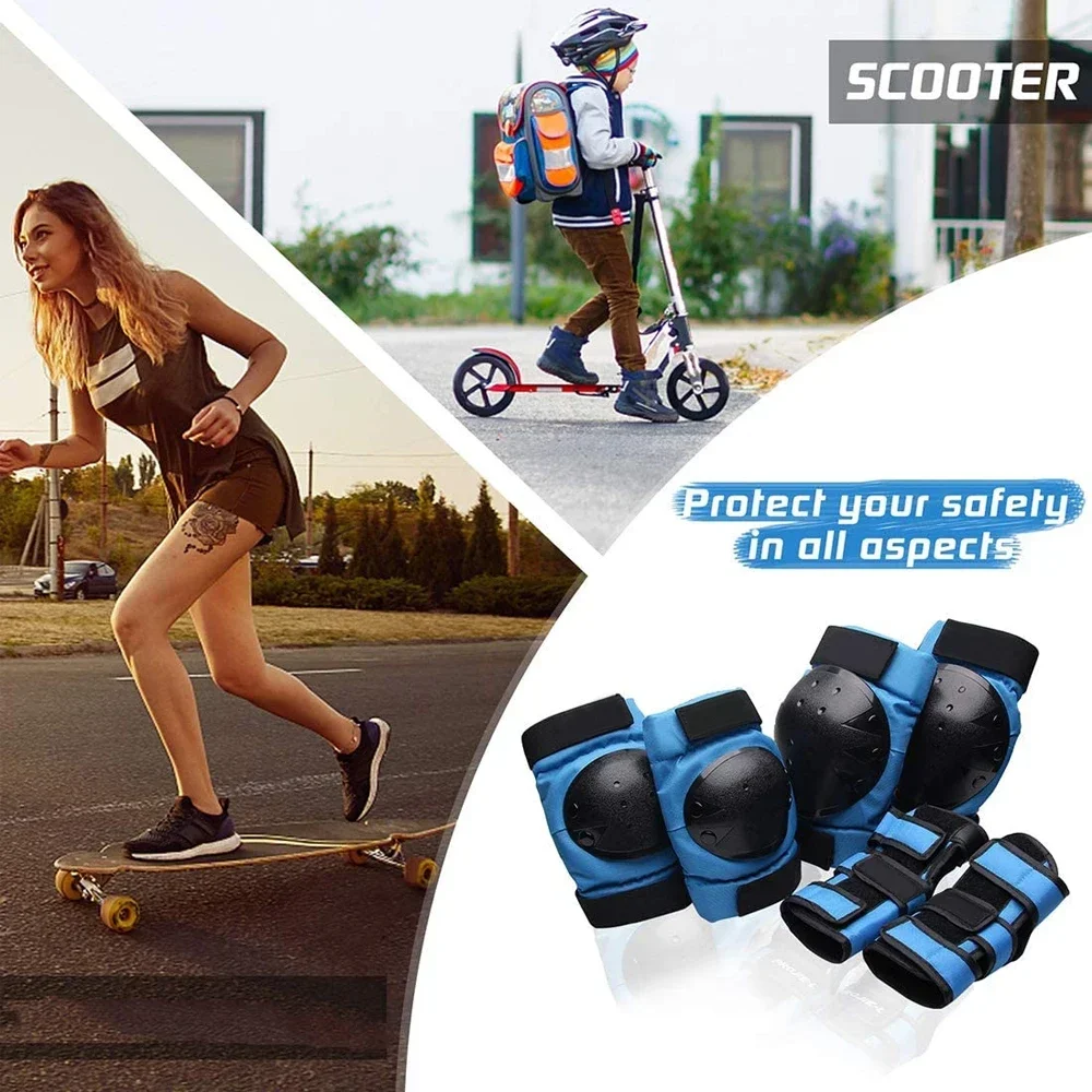 6Pcs Kids/Adults Knee Pads Elbow Pads Wrist Guards Protective Gear for Skateboarding Roller Skating Cycling BMX Bicycle Bike