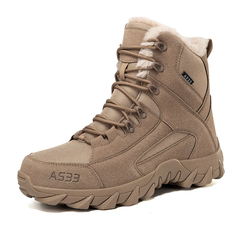

Spring and Autumn High-quality Military Boots Medium Help Men's and Women's Mountaineering Shoes Velvet Warm Combat Boots