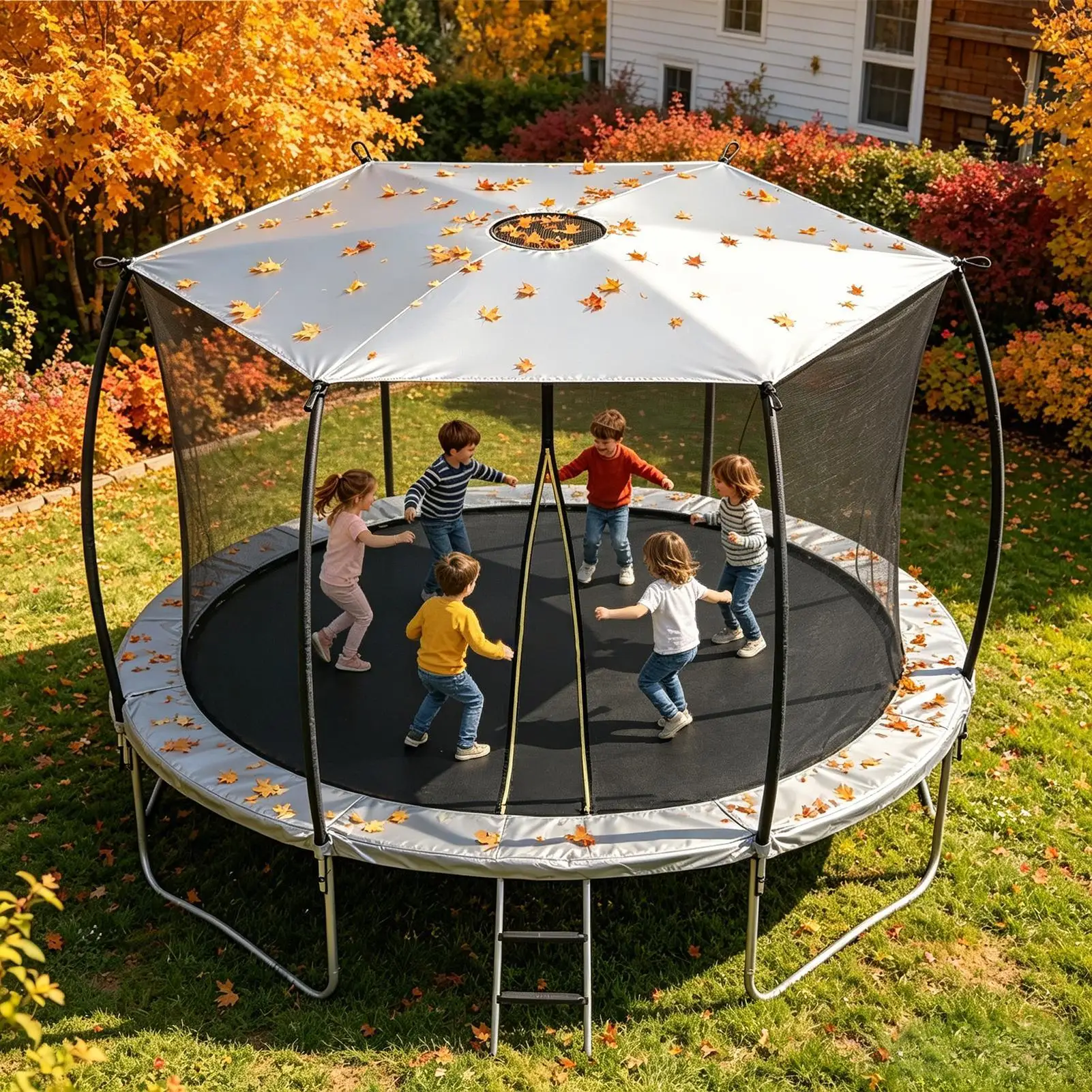 

Trampoline Shade Waterproof Protective Sunblock Cloth Leaf Protection Trampoline Tarp For Outdoor Kids Backyard Porch Courtyard