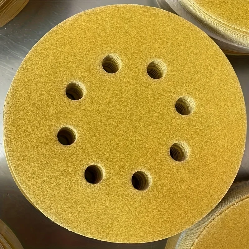 20 peças 5 Polegada 8 furos lixa amarela, lixa para discos moedor carro carpintaria disco de moagem de metal ferramenta de polimento abrasivo