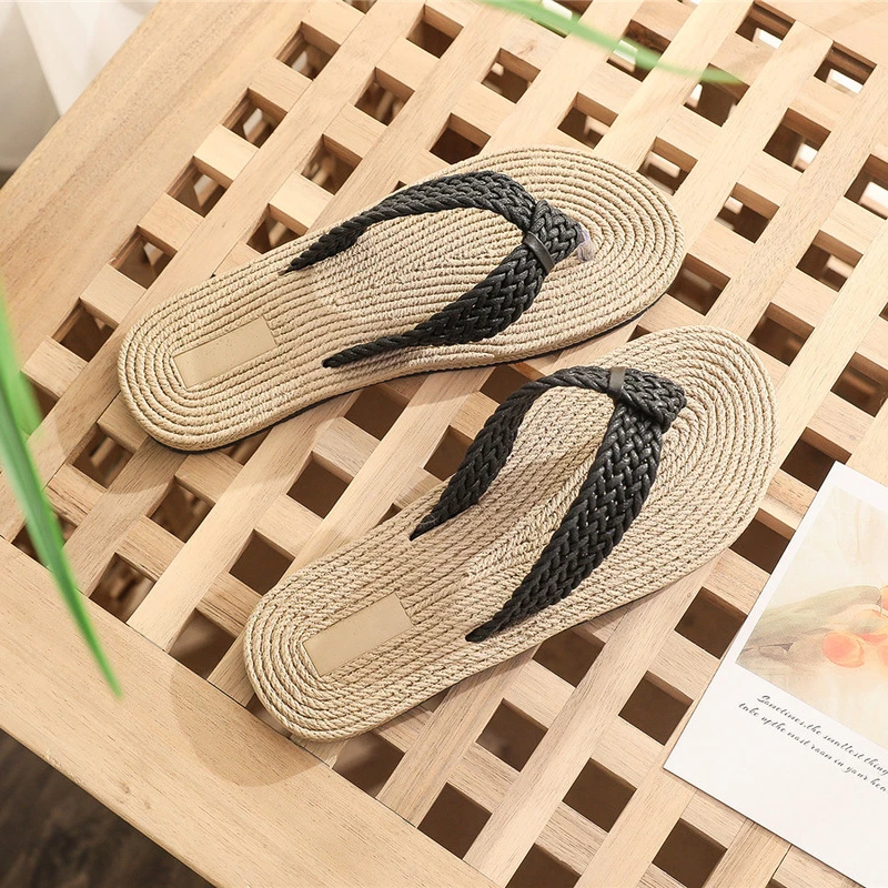 2022 Summer New Fashion Women\'s Flip Flops Fashion Espadrilles Beach Slippers Women Weave Flat Slides  Leisure Bohemia Style