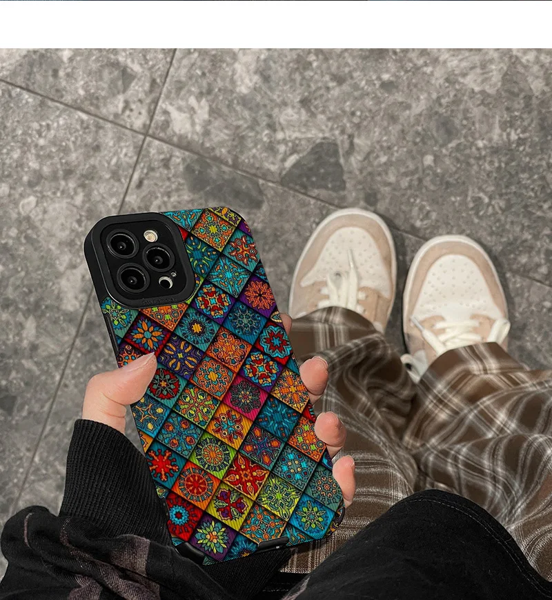 For Funda iphone 16 15 Case Cover 17 17Air 17 Pro Max Cases 14 Plus 13 Mini 12 Capas 11Pro 11 Leather Printed Back 14Pro 15Pro