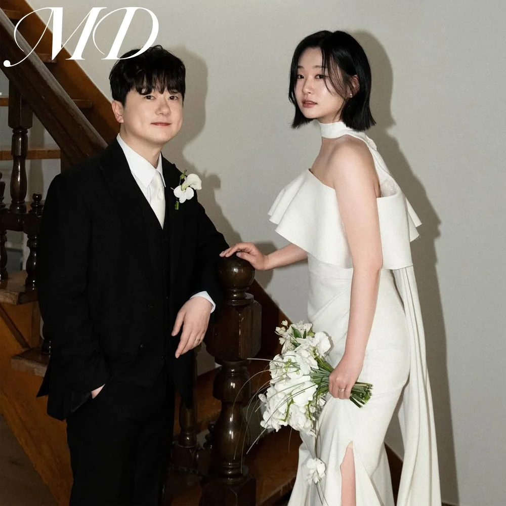 MD New 2025 Modern Pleat Satin Mermaid  웨딩드레스 Wedding Dress Strapless Korea Photoshoot Bridal Gown Court Train Customized