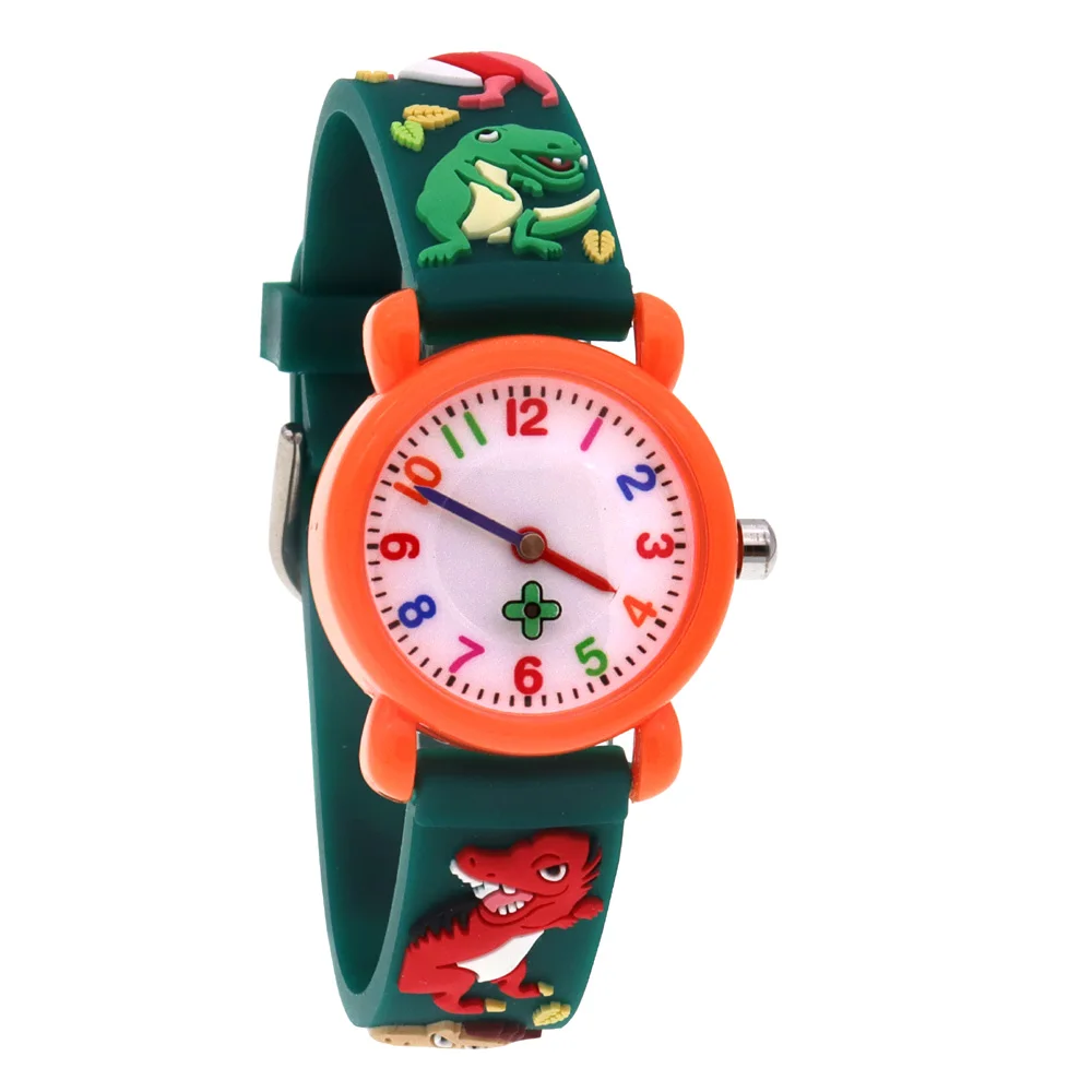 

Dinosaur Strap Girls Boys Flower Second Hand Watch Children Wristwatch Kids Silicone Watch Party Gifts Digital Watches Case 28mm