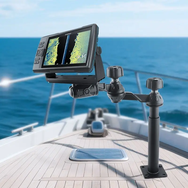Anti-theft wishbone telescopic column ball head bracket Compatible with Lawrence Garmin Thunder Fish Finder Locked Swing Arm