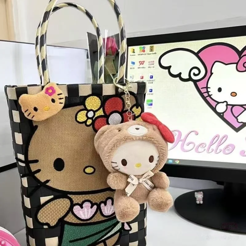 

SANRIO 12CM Cute Plush Keychain for Children Hello Kitty Pendant Kuromi Cartoon KeyChain Backpack Decoration Gifts for Kids Toy