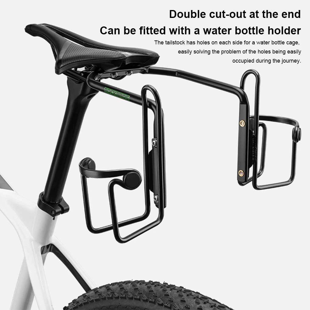 Black Bicycle Water Bottle Cage Stabilizer Bracket Rear Pouch Aluminum Alloy Holder Waterproof Support Mount Replacement