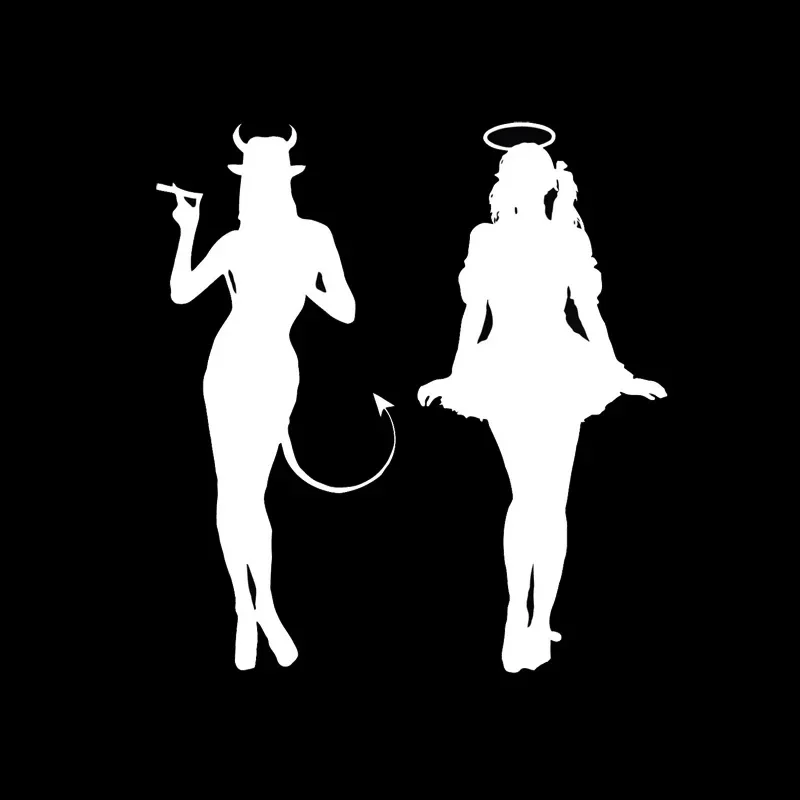 Sexy Girl Angel Devil Car Stickers Fantasy Popular Stickers Pvc Decals Suitable for All Kinds of Cars Black/white, 15cm*14cm