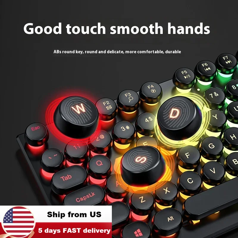 

Punk Style Gaming Mechanical Keyboard 104 Keys Usb Wired Keyboards Rgb Backlit for Pc Laptop Gamers Wired Keypad Plug and Play