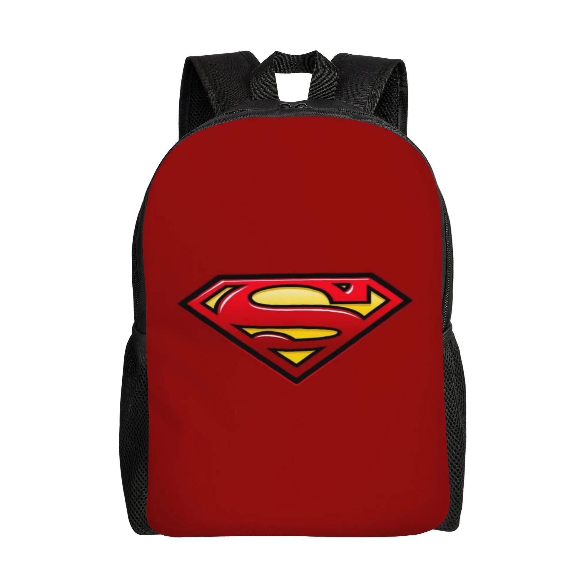 Back to school season Solid Red Background Superman Emblem Backpack  For Men Women Multi-Function Backpack