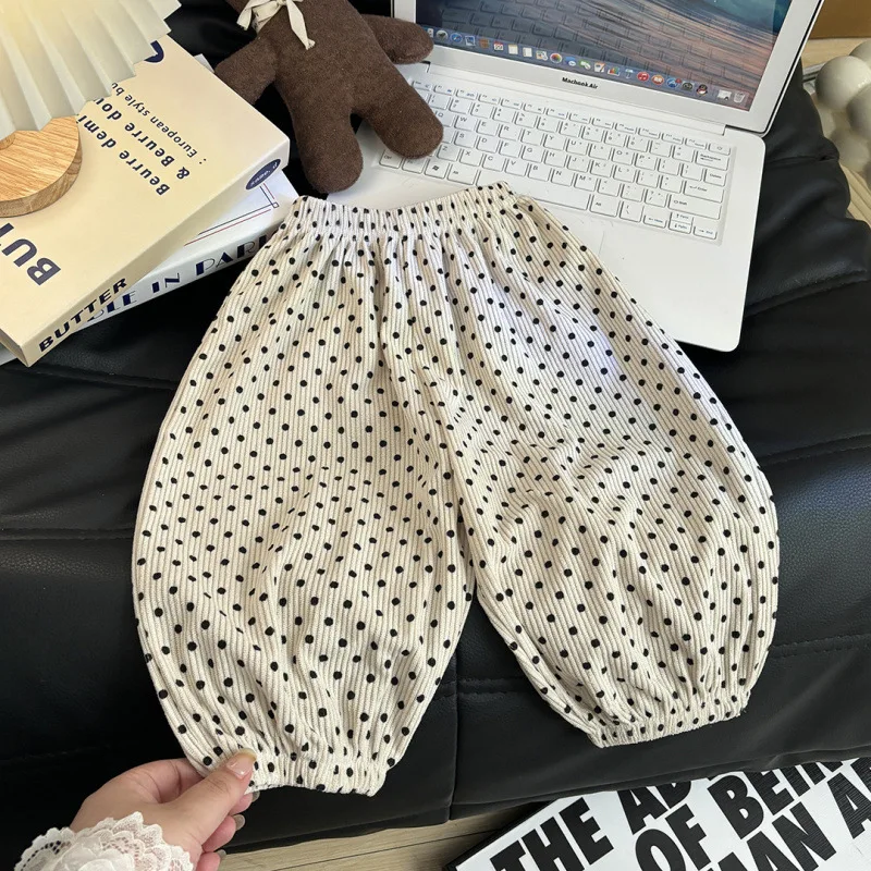 New Spring Summer Autumn Baby Girls Pants Polka Dot Fashion Casual Pants Infant Comfortable Elastic Cuffed Pants