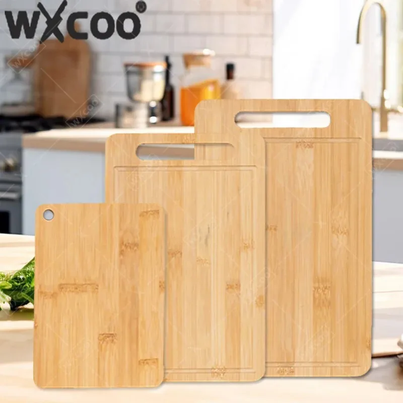 WXCOO 주방 나무 도마 고기 과일 및 야채 커터 용 양면 서빙 보드 단단한 나무 도마