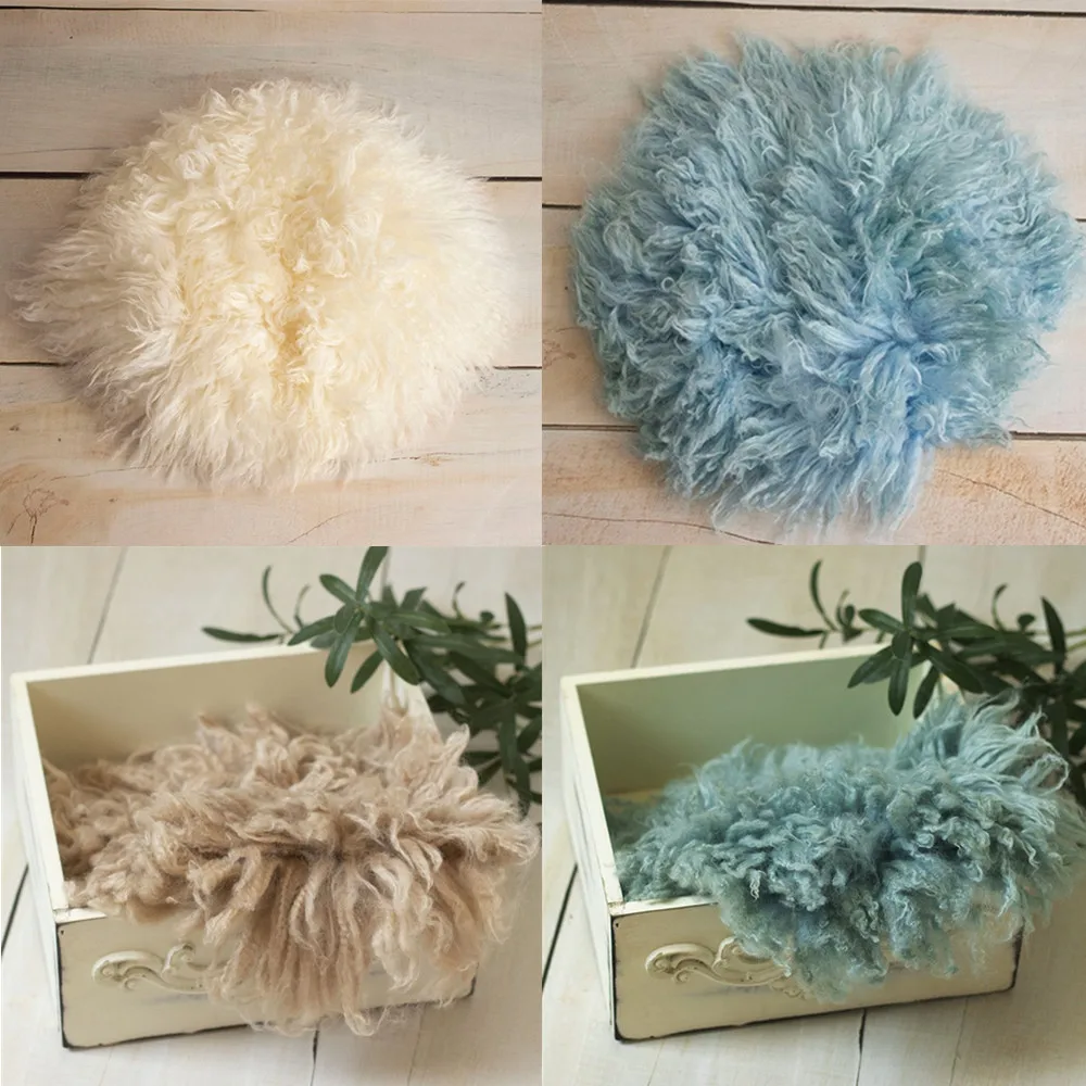 ❤️Newborn Photography Props Accessories Round Wool Blanket Studio Baby Photo Props Background Blankets Infant Shoot Cushion