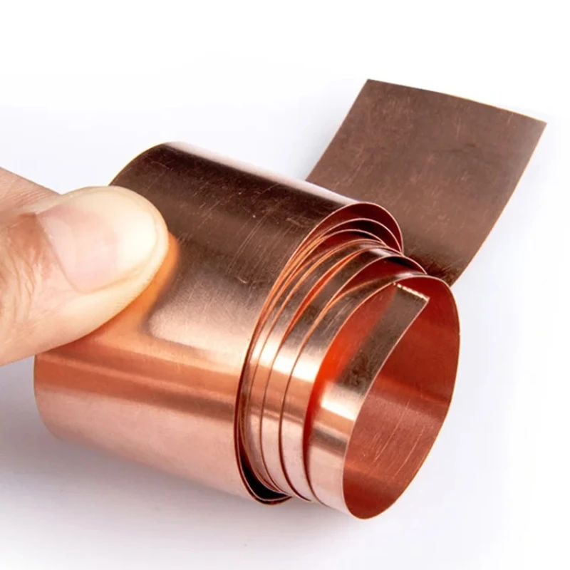 1 Meter Length Copper Sheet Plate Skin Thickness 0.01-1mm Width 50-300mm Ground Copper Belt Metal Sheets Foil Plates 99.9% Cu
