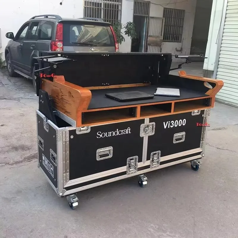 Flight Case Flip Version for Soundcraft V13000 Mixer With 2 Laptop Bracket Holder Arm