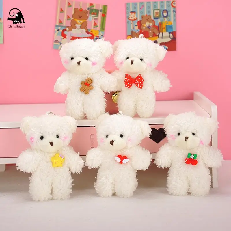 Kawaii Cute Blush Teddy Bear Plush Toys Keychain Cartoon Bear Plush Stuffed Dolls Creative Keychain Bag Pendant Girl Small Gift