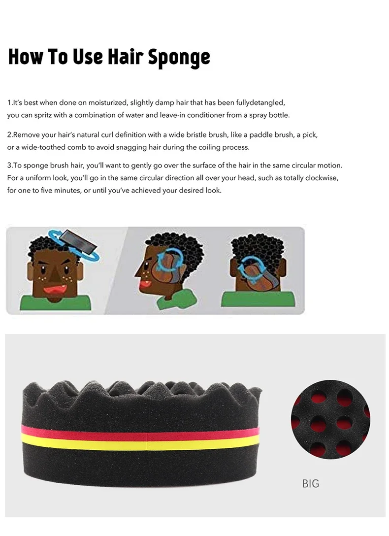 1pc double-sided brush sponge hair salon styling oval perforated curly hair sponge wave styling tool Special for real hair wigs image 2