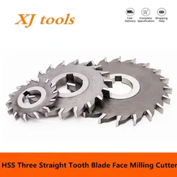 Hot 1PCS 50mm 63mm 75mm 80mm 100mm 125mm 130mm 150mm HSS Three Straight Tooth Blade Face Milling Cutter,4mm-20mm thickness