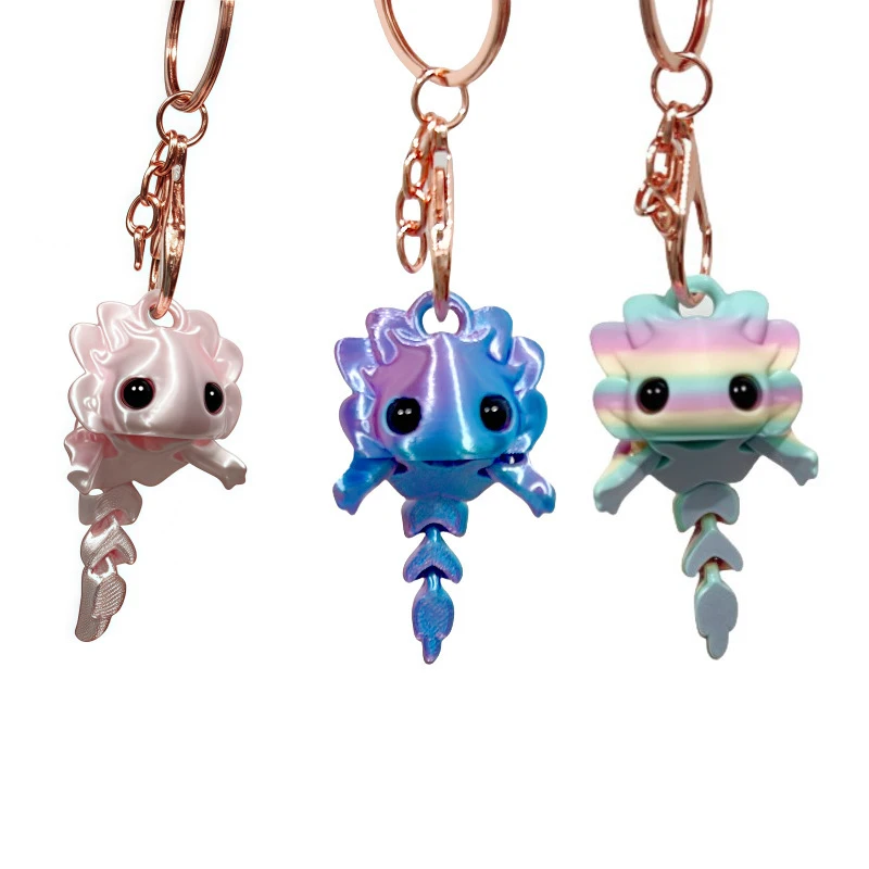 3D Printed Salamander Figure Toy Keychain Pendant  Multi-Joint Movable Simulation Eyes For Home Accessories Decoration Kids Gift