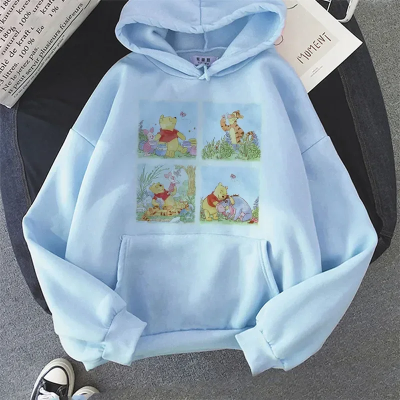 Hoodie Disney Winnie The Pooh atasan Harajuku Anime lengan panjang Y2k Hoodie pakaian jalanan wanita ukuran besar musim gugur