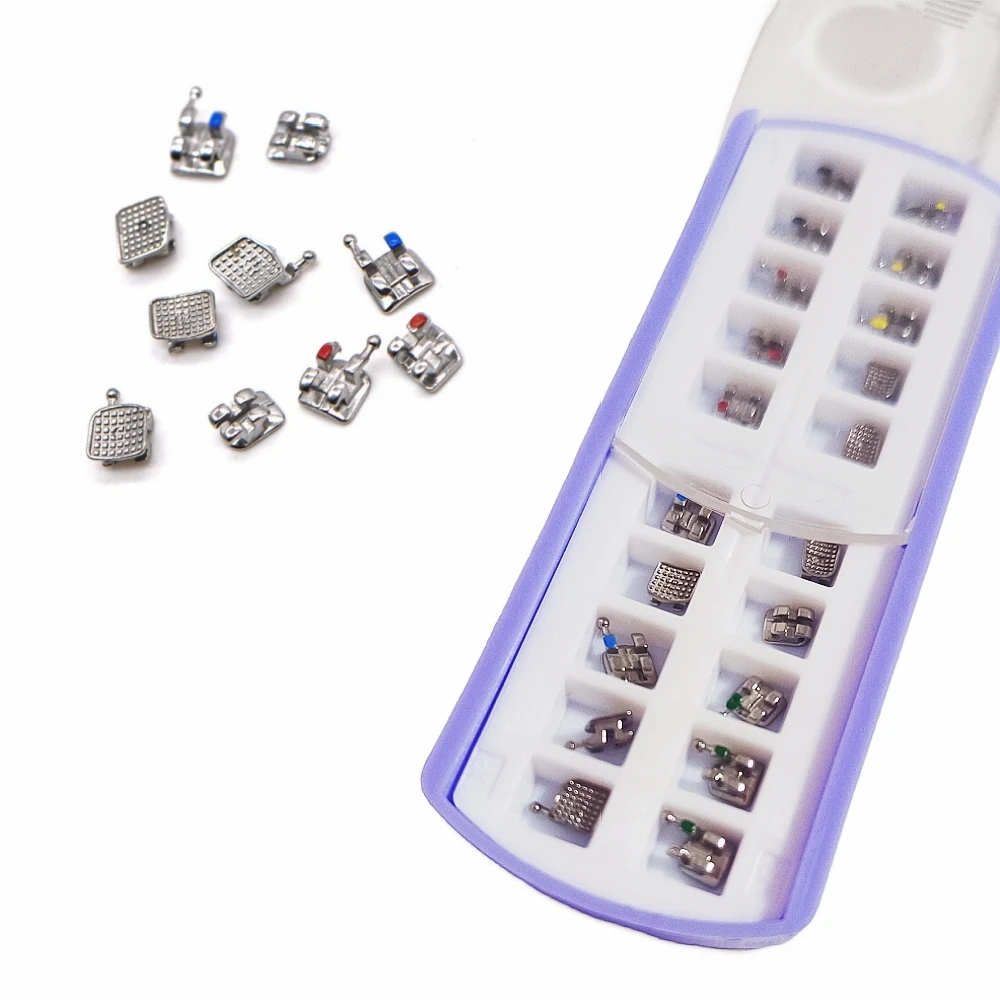 10 Sets Dental Halterung Kieferorthopädische Zahnspangen für Zähne Metall Mesh Basis Monoblock Split Mini Roth MBT 022 345 Haken Zahnarzt ortodoncia – Detail 9