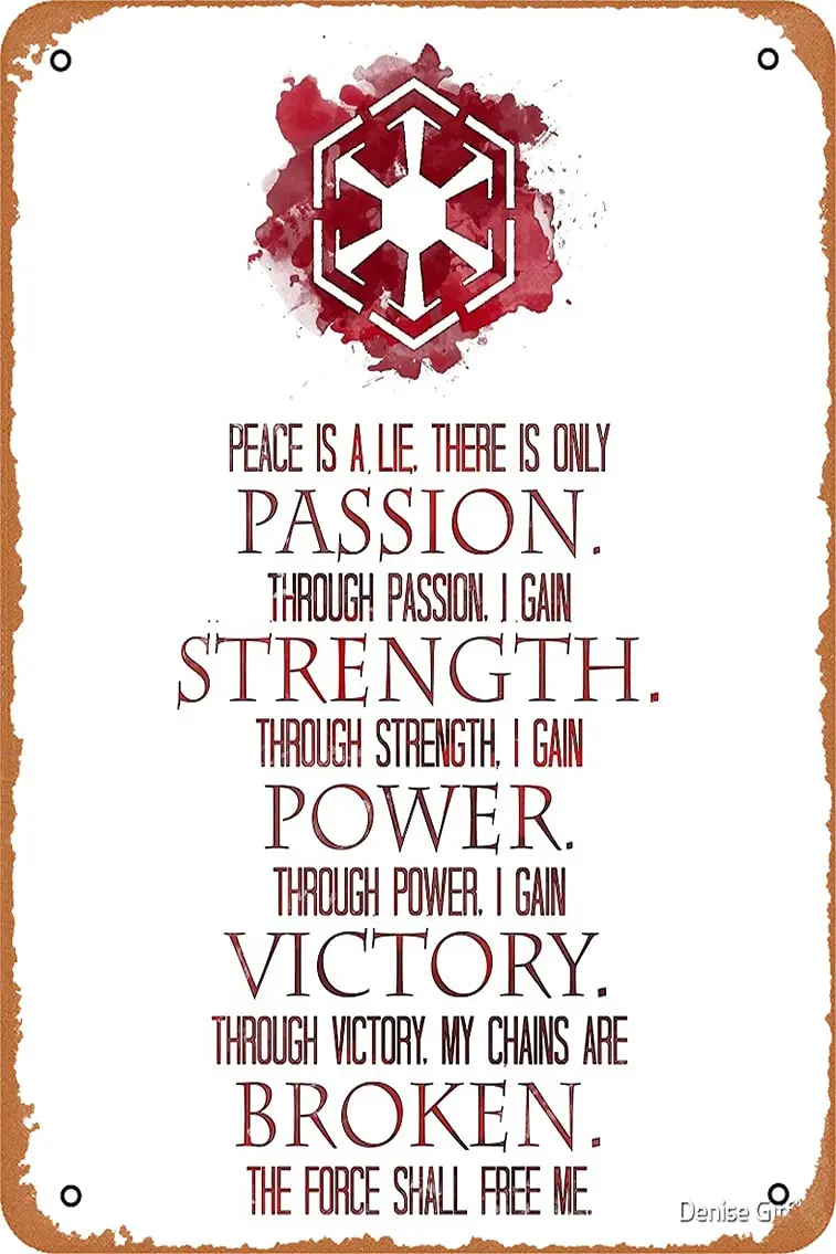 Metal Sign - The Sith Code Tin Poster 12 X 8 Inches sign