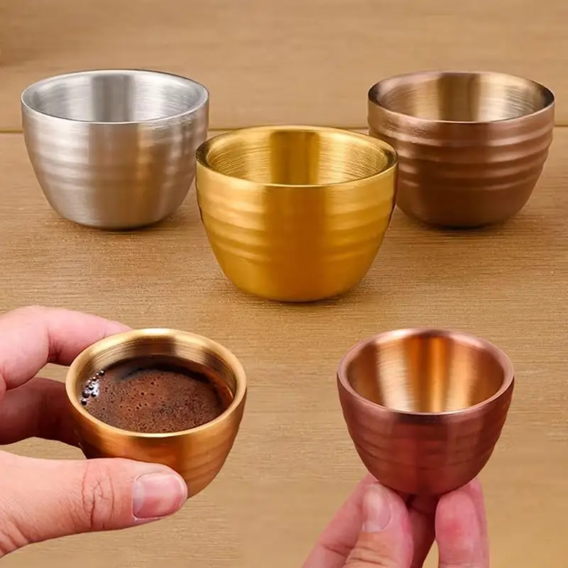 50ml Stainless Steel Espresso Cup Mini Italian Extraction Small Wine Glass for Travel Office and Home Bar