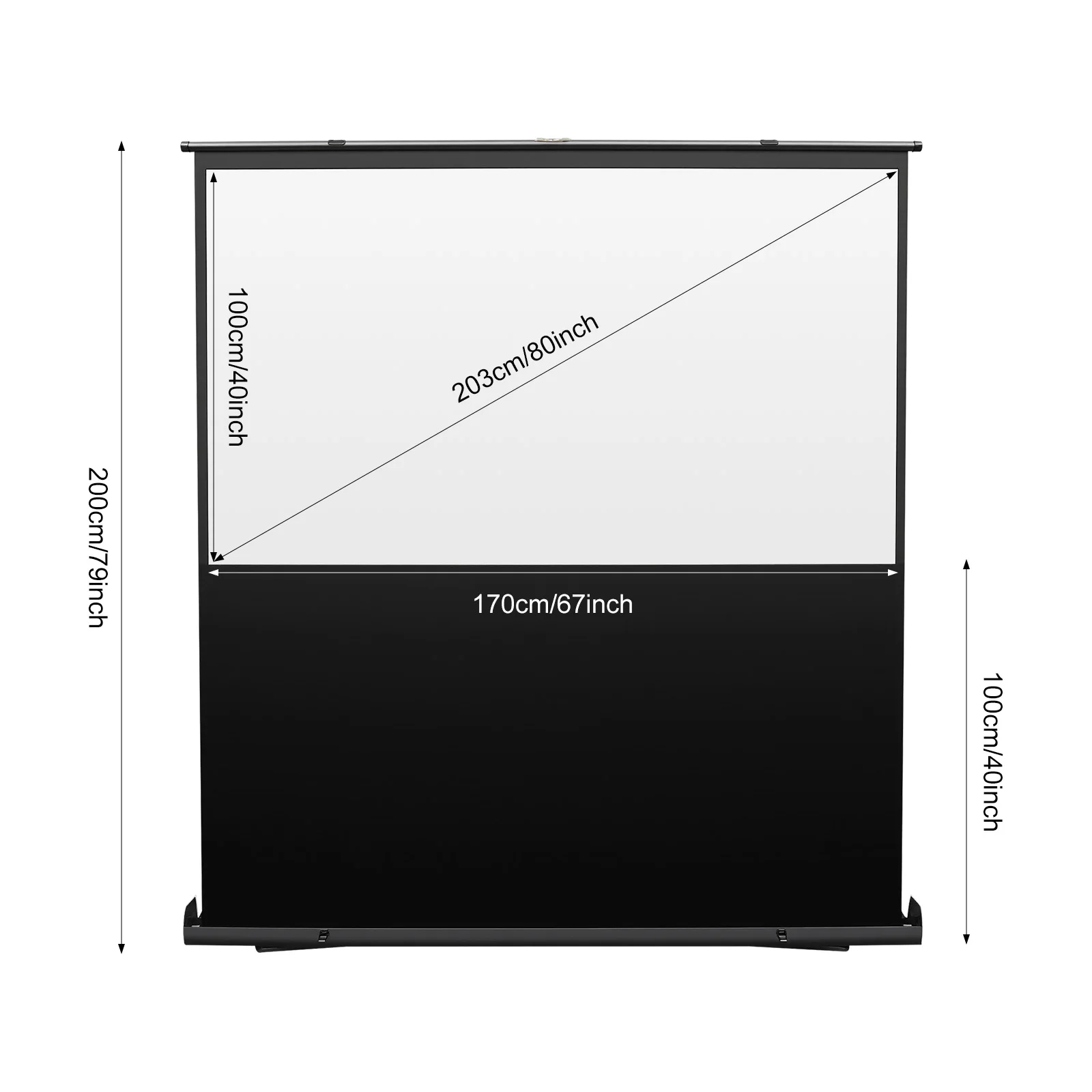 Full HD 3D Aufrollbare Projektionsleinwand Tragbare Projektionsleinwand Boden-Projektionsleinwand Unterstützt 4K 8K HDR 80-Zoll Höhenverstellbar