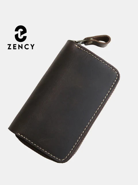Zency Nowy, oryginalny skórzany unisex etui na klucze samochodowe, mała torba na klucze, organizer na klucze do domu, retro portmonetka, styl biznesowy.