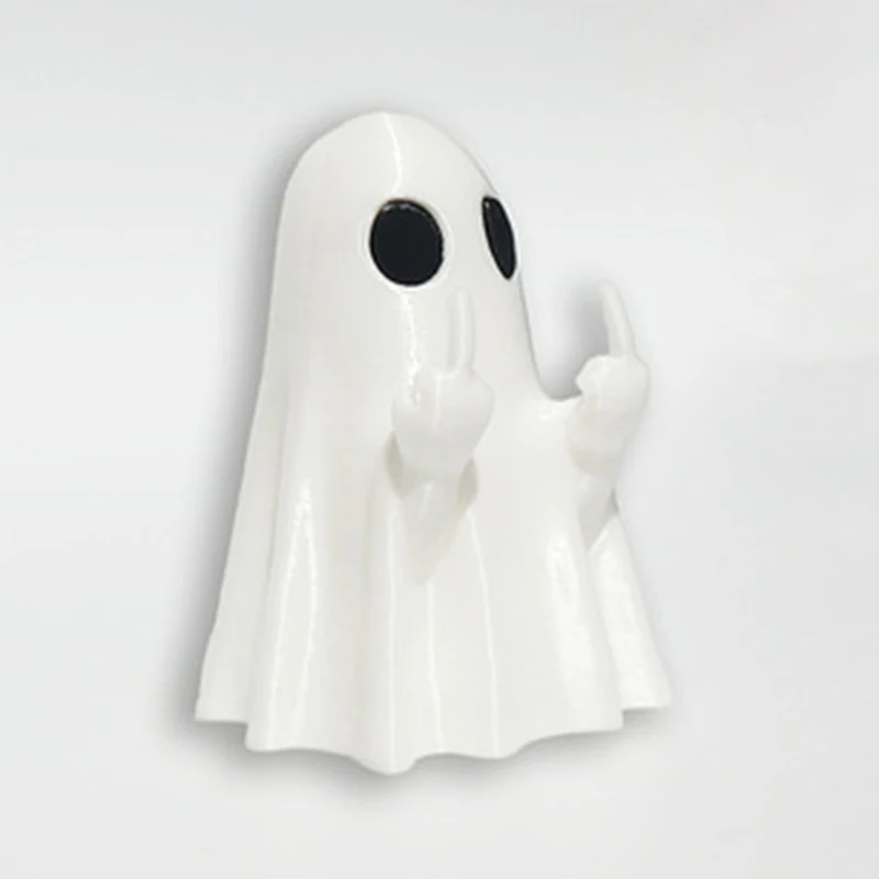 Luminous Middle Finger Cute Ghost Statue Small Scary Ghost Figurines Halloween Home Decoration Table Ornament image 4