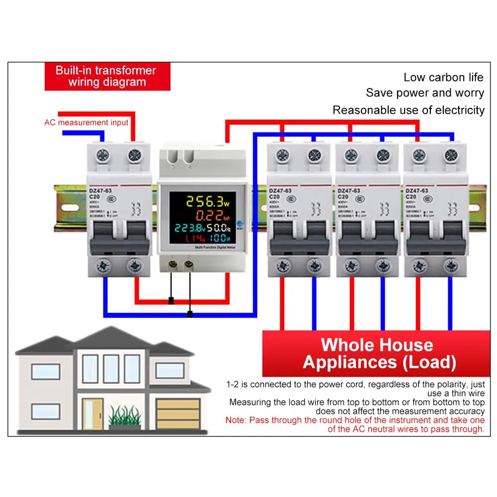 Cyfrowy miernik energii Tester Monitor energii elektrycznej AC40V ~ 300V 100A Amperomierz Woltomierz mocy Napięcie Watomierz częstotliwości Multimetr