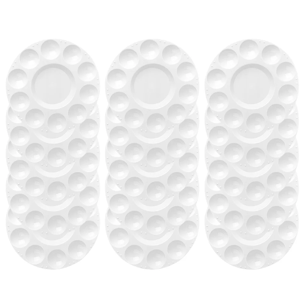 15 Pcs Serving Tray Round 11 Palettes Multi-grid Color Mix Plate Paint Student Buckets